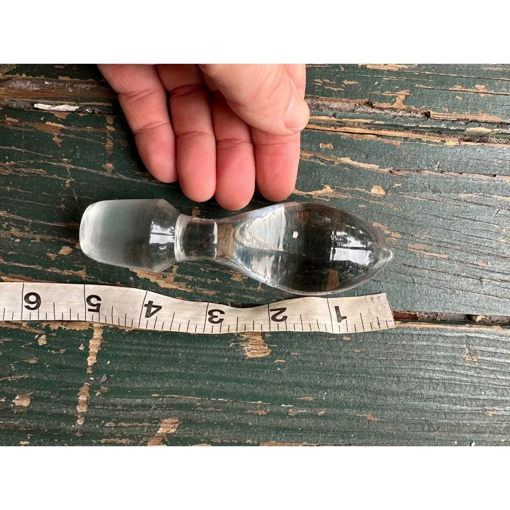Vintage Clear Glass Decanter Stopper Replacement Teardrop Shape Frosted 4.5in